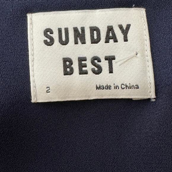 Aritzia Sunday Best Ruffle Wrap Chiffon Navy Mini Dress Size 2 - Picture 9 of 12